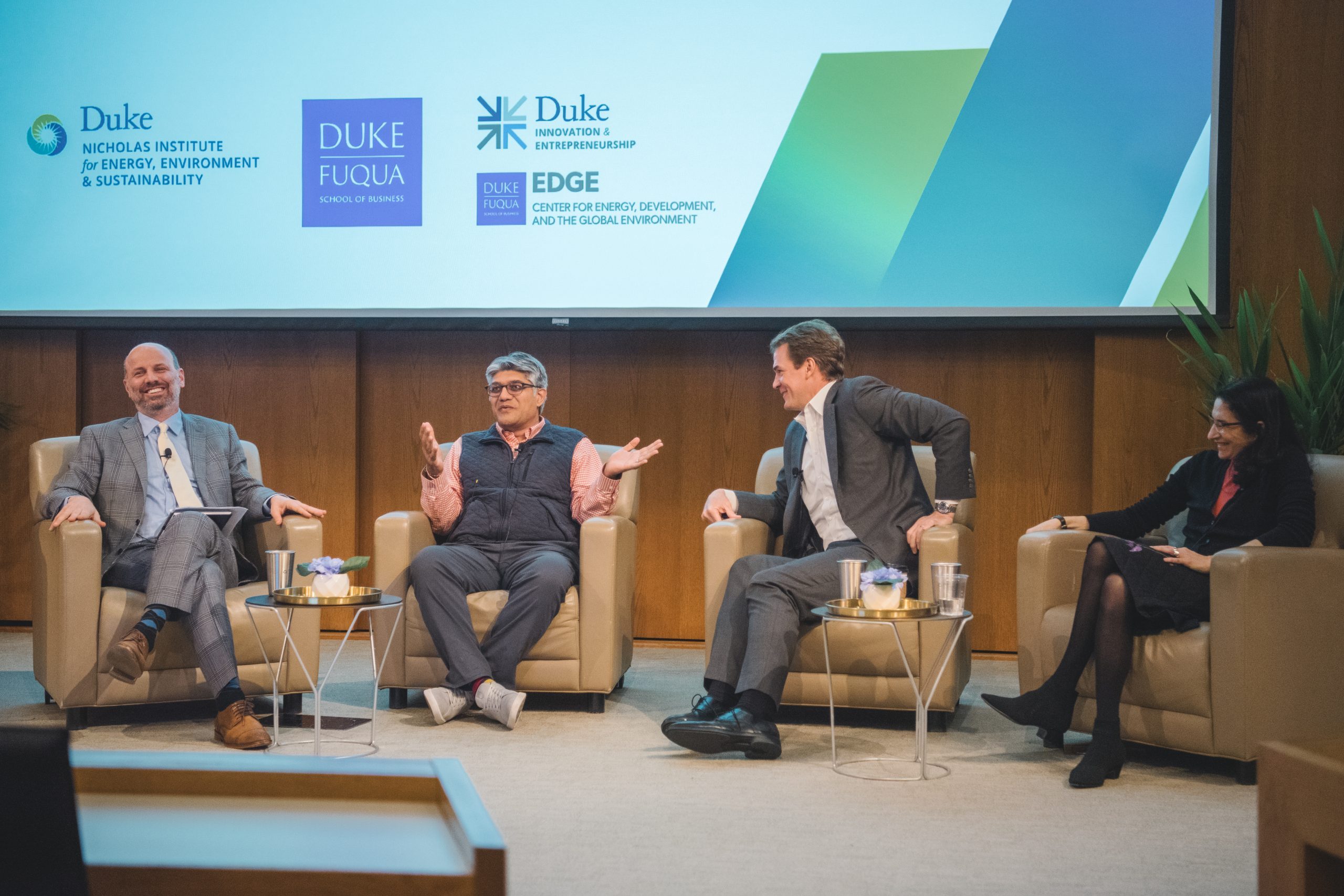 Panel discussion during the Billions to Trillions event with Tim Profeta, Jigar Shah, Charlie Gailliot, and Diana Propper de Callejon