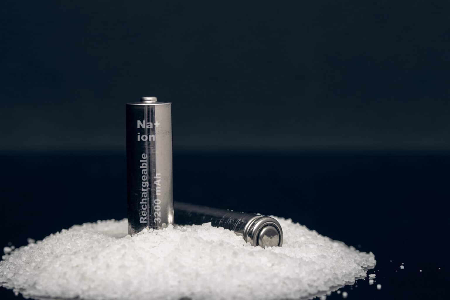 photo of batteries standing in salt