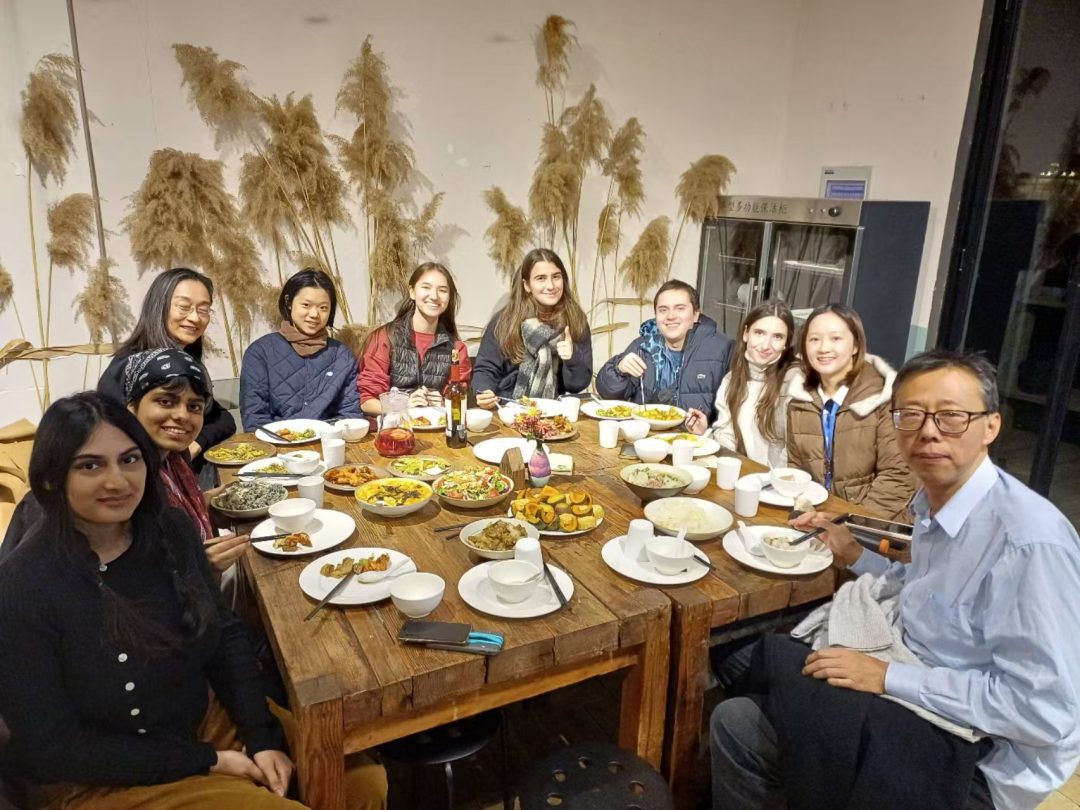 students at DKU eating a meal together