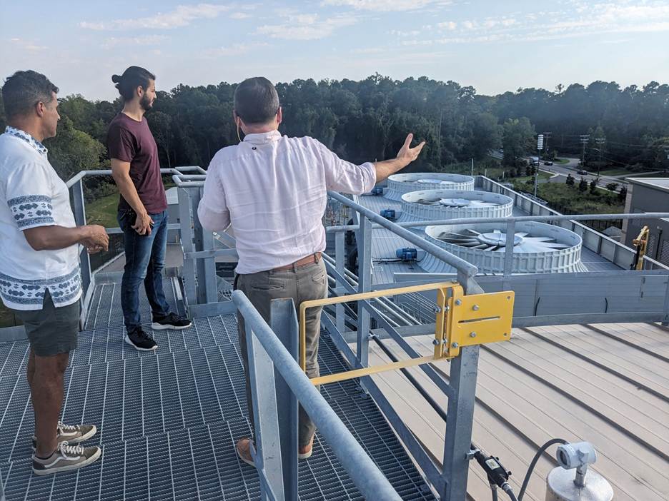 Group looking at HVAC system on Duke campus